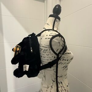 NWT - Canada Black Plush Bear Backpack - Cute Furry Bag